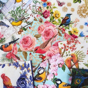 Servilletas de papel en paquete misterioso, servilletas para decoupage, servilletas sorpresa para decoupage, decoupage, lote de 20 servilletas con forma de pájaro, 20 servilletas surtidas