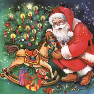 Decoupage Napkins - Set of 2, Napkins for Decoupage, Christmas, Santa, Scrapbooking, Paper Craft