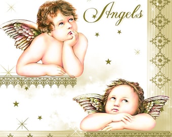 Servilletas Decoupage, Papel Decoupage, Servilletas Decoupage Angel, Servilletas Decoupage Vintage, Servilletas de Papel para Decoupage, Paquete de 20 Servilletas