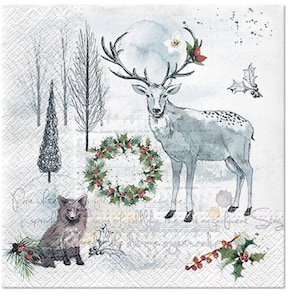 Decoupage Napkins - Set of 2, Paper Napkins For Decoupage, Christmas Winter, Scrapbooking