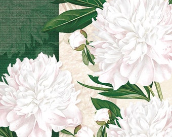 Servilletas de decoupage Floral, Servilletas de papel para decoupage, Servilletas de papel Primavera, Servilletas de decoupage Flores Peonía, Paquete de 20 Servilletas de almuerzo