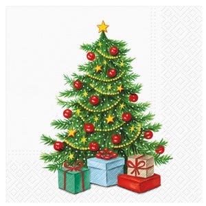 Two Paper Napkins For Decoupage, Craft Paper Napkins Christmas, Christmas Tree Vintage Paper Napkins, 2 Single Luncheon Napkins