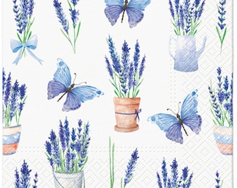 Snijservetten, snijservetten bloemen, snijservetten bloemen, blauwe bloemen servetten, decoupage, pak van 20 stuks lunchservetten