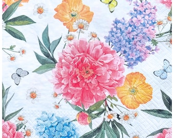 Wiosenne serwetki papierowe do decoupage'u, na imprezy, serwetki urodzinowe, serwetki papierowe kwiatowe, opakowanie 20 serwetek obiadowych z darmową wysyłką