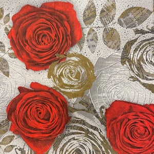 Guardanapos de decoupage, guardanapos de decoupage florais, guardanapos de papel de flores, papel de decoupage, rosas de decoupage, móveis de decoupage, dois guardanapos de almoço
