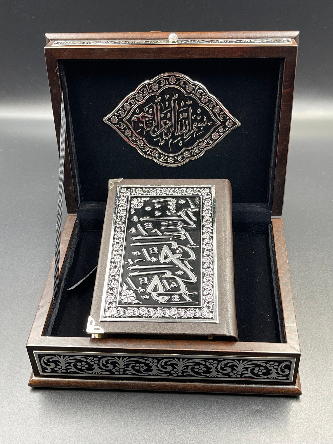 925 STERLING SILVER Plated QURAN Set Faux Leather Quran Etsy