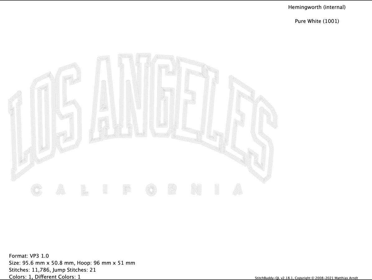 LOS ANGELES embroidery design Etsy