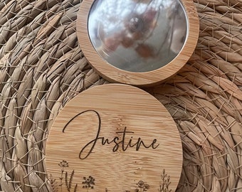 Miroir en bois gravé - cadeau mariage - cadeau invité - cadeau