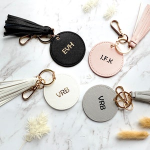 PERSONALISED KEYRING, Monogram Key Chain, Saffiano Leather, Keyrings, Key Chain, Wedding favour, Car Keyring