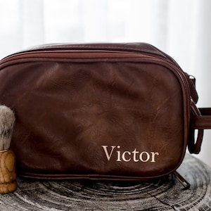 Monogrammed Leather Dopp Kit, Engraved Leather Dopp Kit, Groomsmen Gift, Personalized Travel Bag, Personalized Groomsmen Gift, Father's Gift image 5