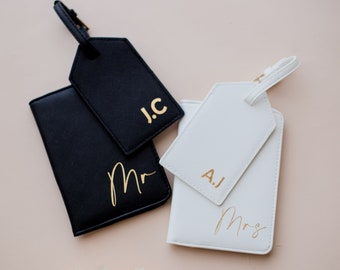 Mr&Mrs Passport Holder Luggage Tag | Wedding Gifts | Bridal Party Gifts | Christmas Gifts for Couple | Travel Wallet