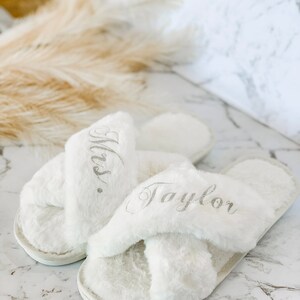Wedding Slippers Bride Slippers Bridal Shower Gift Cute Bride to Be Gifts Wedding Gift for Bride Getting Ready Honeymoon Gifts image 4