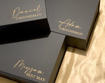 MAGNETIC BLACK Luxury Personalised gift box | Groomsmen Godparents | Bridesmaid | Bridesmaid Proposal | Maid of Honour box