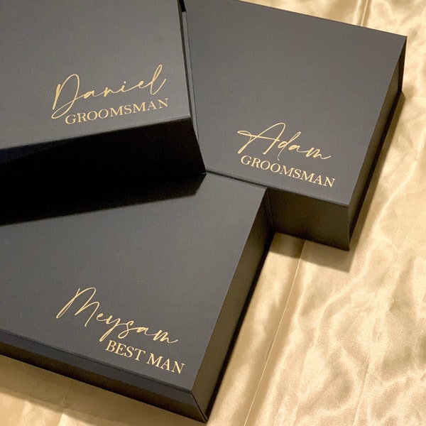 MAGNETIC BLACK Luxury Personalised gift box | Groomsmen Godparents | Bridesmaid | Bridesmaid Proposal | Maid of Honour box