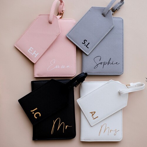 Monogrammed Luggage Tag & Passport Holder Gift Set Etsy