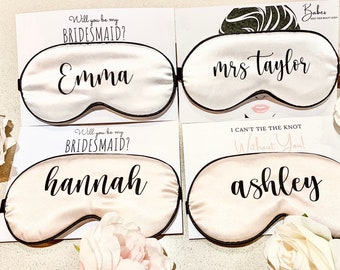 PERSONALIZED Bridesmaid Gift Ideas Custom Sleep Mask with name for Bridesmaid Gift Ideas Personalized Wedding Gifts for Friends