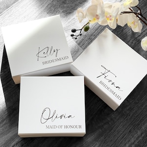 MAGNETISCHE ZWART Luxe gepersonaliseerde geschenkdoos Bruidsjonkers Peetouders Bruidsmeisje Bruidsmeisje voorstel Maid of Honor-doos afbeelding 2