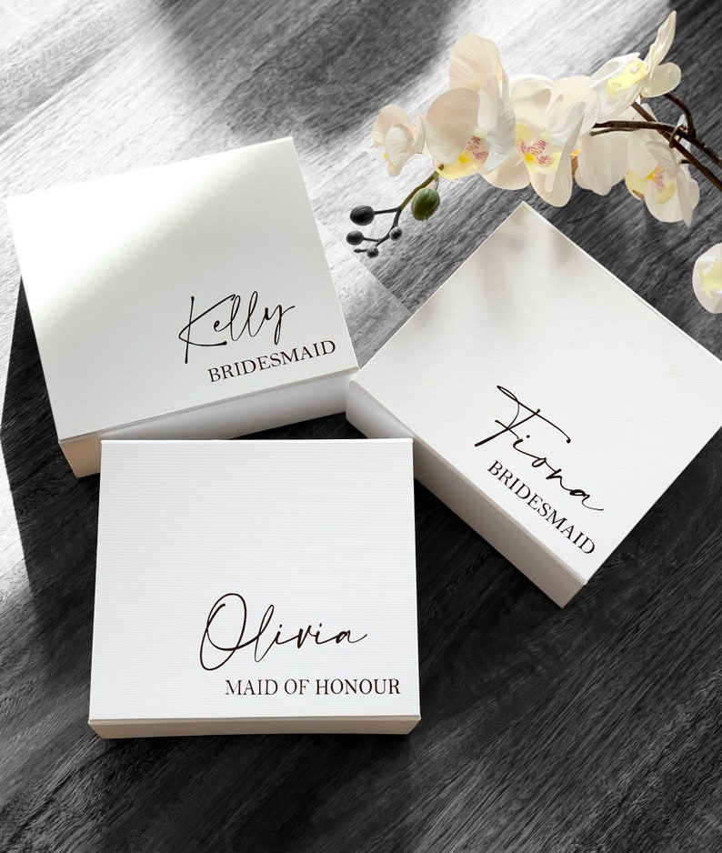 MAGNETISCHE ZWART Luxe gepersonaliseerde geschenkdoos Bruidsjonkers Peetouders Bruidsmeisje Bruidsmeisje voorstel Maid of Honor-doos afbeelding 2