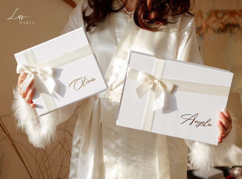 Gift box for her, magnetic gift box, ribbon gift box