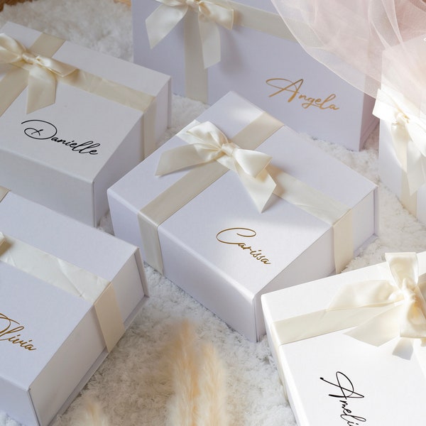 Personalized Magnetic ribbon box, Custom Gift Boxes,  Bridesmaid Proposal Box, Empty Gift Box, Luxury Wedding Gift, Gift box for her