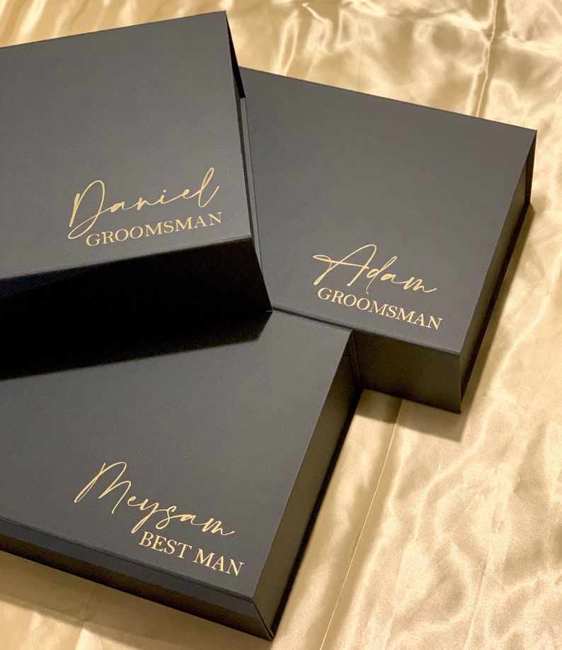 Coffret cadeau personnalisé de luxe NOIR MAGNETIQUE Parrains et marraines Demoiselle d'honneur Proposition de demoiselle d'honneur Coffret demoiselle d'honneur image 1