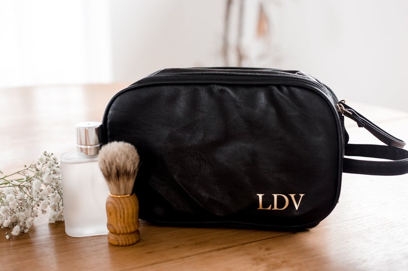 Monogrammed Leather Dopp Kit, Engraved Leather Dopp Kit, Groomsmen Gift, Personalized Travel Bag, Personalized Groomsmen Gift, Father's Gift image 6