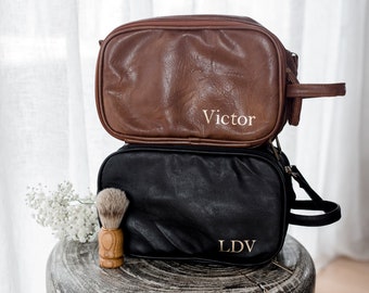 Cadeau pour garçons d’honneur, Trousse de toilette en cuir imperméable, Proposition de garçon d’honneur, Kit Dopp en cuir, Kit de rasage pour hommes, Cadeau Groomsman, Cadeau de demoiselle d’honneur