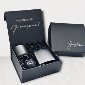 MAGNETIC BLACK Luxury Personalised gift box Groomsmen Godparents Bridesmaid Bridesmaid Proposal Maid of Honour box zdjęcie 6