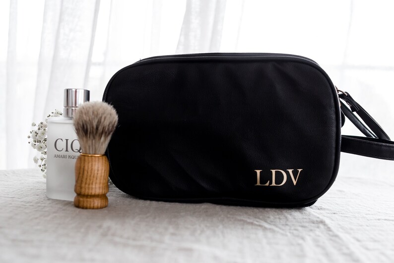 Monogrammed Leather Dopp Kit, Engraved Leather Dopp Kit, Groomsmen Gift, Personalized Travel Bag, Personalized Groomsmen Gift, Father's Gift image 9