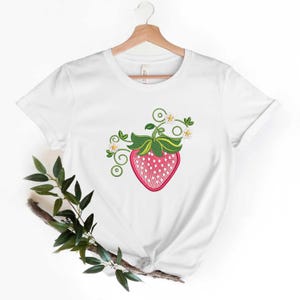 Borduurontwerp aardbei: steekbestand zomerfruit (direct downloaden)