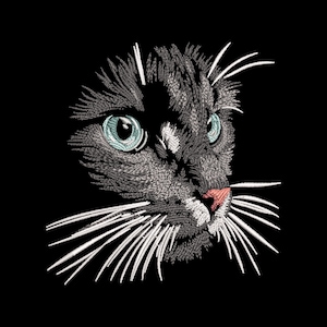 Realistic Cat Face Embroidery Design, Pet Portrait Machine Embroidery, Detailed Cat Head Stitch Pattern, Feline Embroidery File