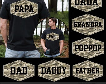 Distressed Camo Dad Png Bundle, Vintage Camouflage Dad Png, Retro Varsity Daddy Design, Father's Day Gift, Old Camo Dad Png, Hunting Dad Png