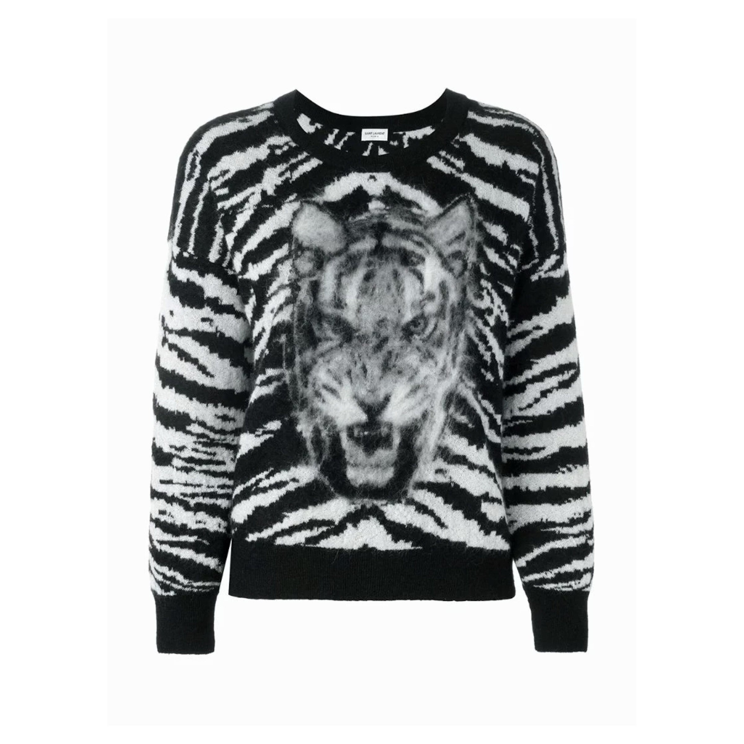 White Tiger Intarsia Mohair Wool 