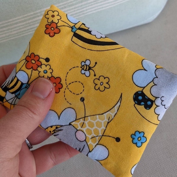 Pocket Wallet - Bumble Bee Gnome, Small Yellow Women's Wallet, Black Coin Purse, Zippered Pocket, Magnetic Snap, Credit Card Holder