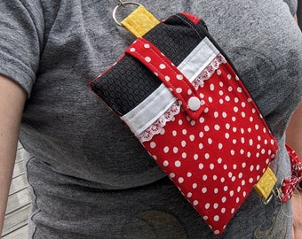 Minnie Maus inspirierte Umhängetasche - Handytasche mit rotem Polka Dot