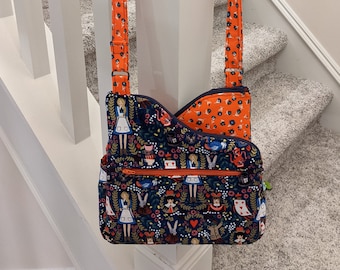 Zip To It: Alice in Wonderland Crossbody Bag – Navy & Red Zipper Purse