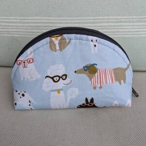 Small Taco Zipper Pouch - Blue Dogs - Paw Print Make Up Pouch, Dog Mom Zippered Storage, Puppy Purse Organizer, Coin Purse
