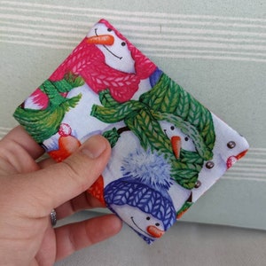 Monedero de bolsillo - Muñecos de nieve rosados, Monedero pequeño para mujer, Monedero de muñeco de nieve, Bolsillo con cremallera, Cierre magnético, Tarjetero,