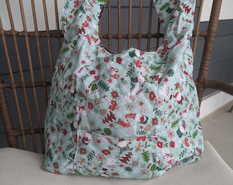 Christmas Gnome Market Bag: Reversible, Foldable Holiday Tote