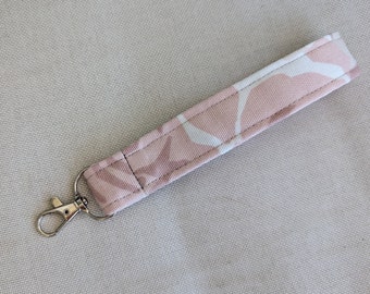 Wrist Strap - Dusty Pink Rose, Canvas Key Fob, Removable Wristlet, Abstract Flower Pattern, Car Key handle