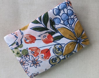 Pocket Wallet - Floral Sketch Canvas, Small Women's Wallet, Flowers Coin Purse, Zippered Pocket, Magnetic Snap, Credit Card Holder