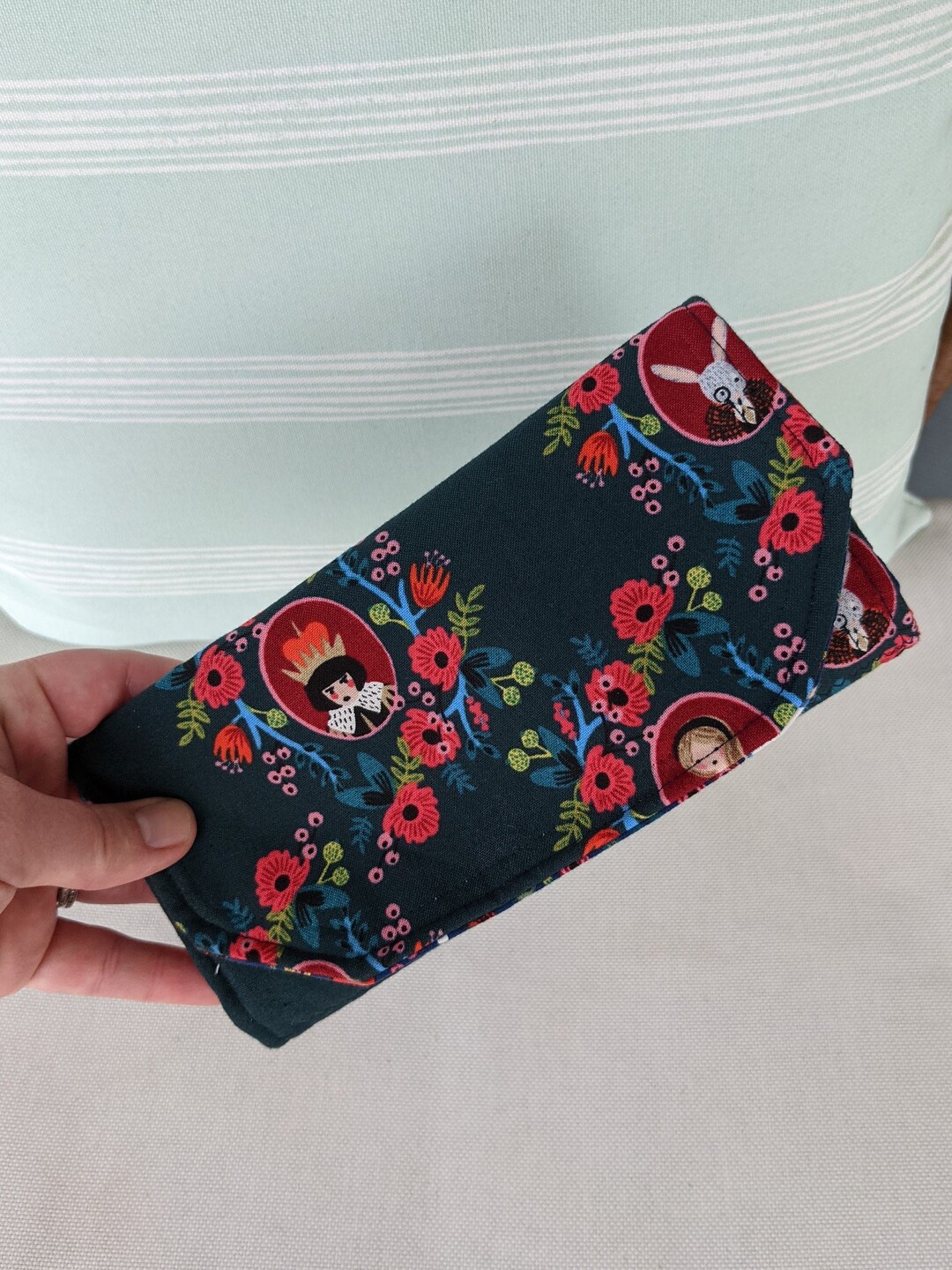 Tri-fold Wallet - Wonderland, Dark Green Slim Wallet, Coin