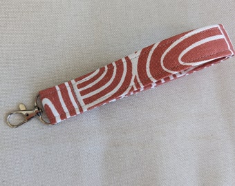 Wrist Strap - Coral Arch, Canvas Key Fob, Removable Wristlet, White Abstract Rainbows, Colors, Car Key handle