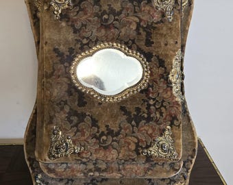 Victorian-Style Velvet & Brass Photo Album | Ornate Filigree Antique Cabinet Album | Heirloom Display