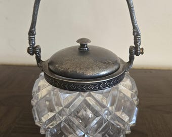 Antique Victorian Cut Glass Biscuit Jar