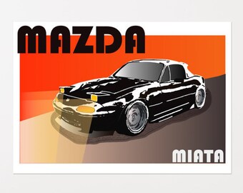 MAZDA "IN MOTION"  Mk1 Miata (Mx-5) Roadster Gift Poster