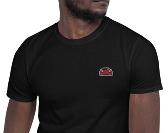 Red Mazda MX5 Embroidered Black Short-Sleeve Unisex T-Shirt