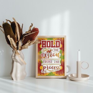 Hold the vision trust the process Affirmation Wall Art, Digital Print, Inspirational Poster, Pastel