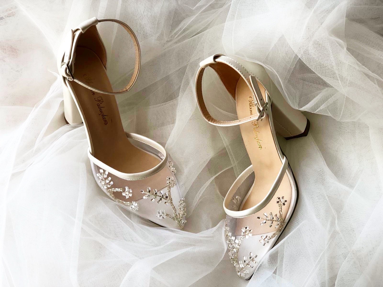 White embellished shop shoes