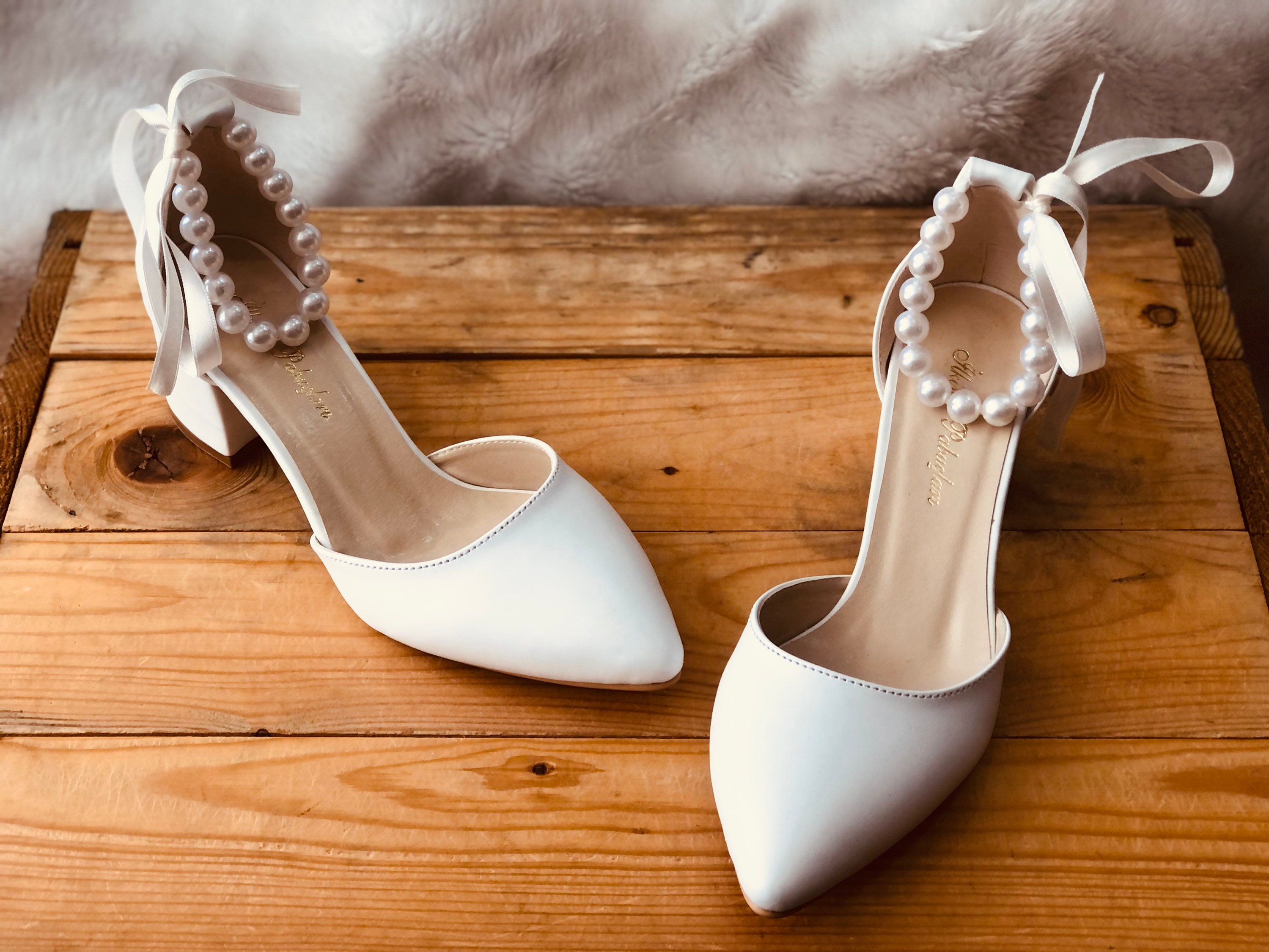  amiuwen Women Pearl Wedding Stilettos  Sandals,Concert,Party,Bridal,Ankle Strap,Open Square Toe,4 Heel ,Sexy,Elegant,Style(11)